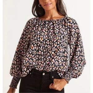 ☀️ New! EVEREVE x Sanctuary Sunshine Wild Leo Off-Shoulder Leopard Print Popover